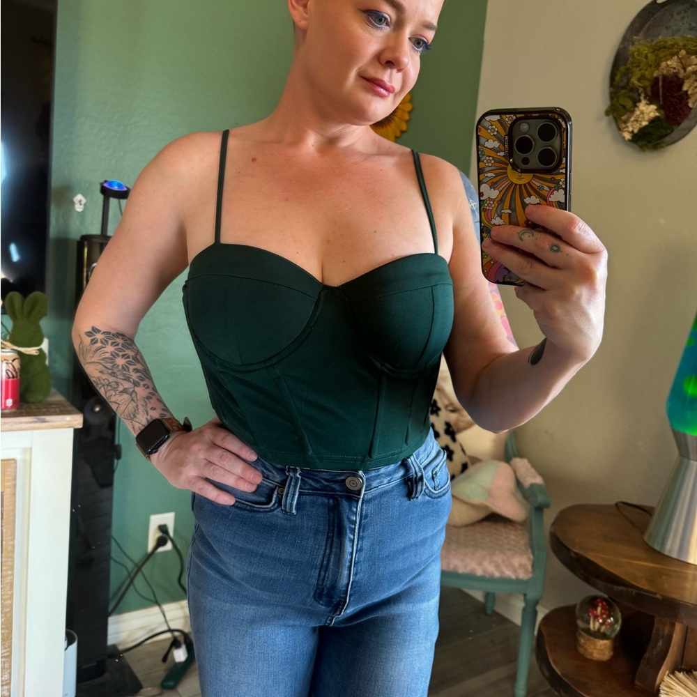SHEIN Forest Green Bustier Crop Top
